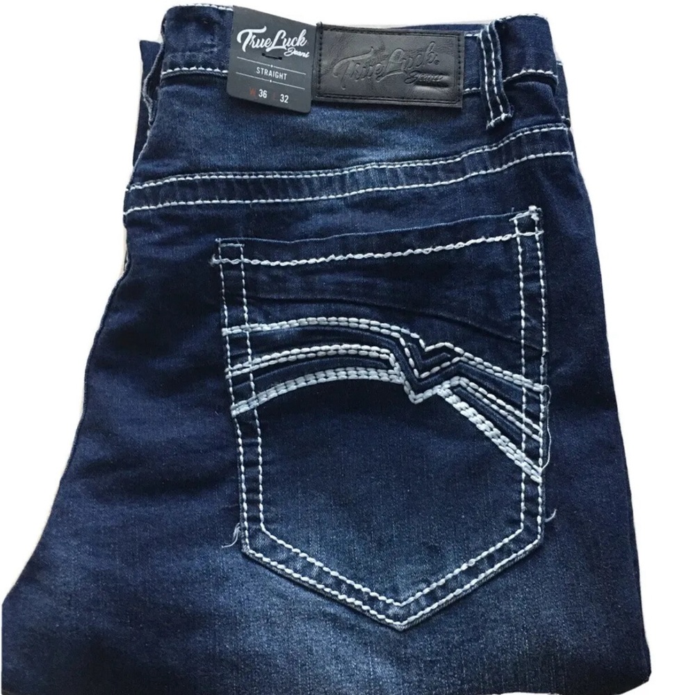 True Luck Men Jeans Classic Straight Fit Stretch Size 34 x 30